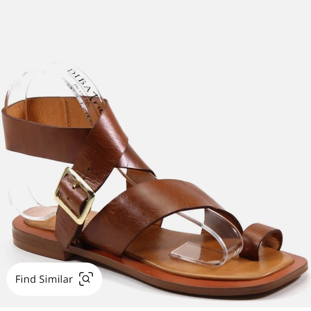 DIBA True “Cite See” sandals in whiskey leather